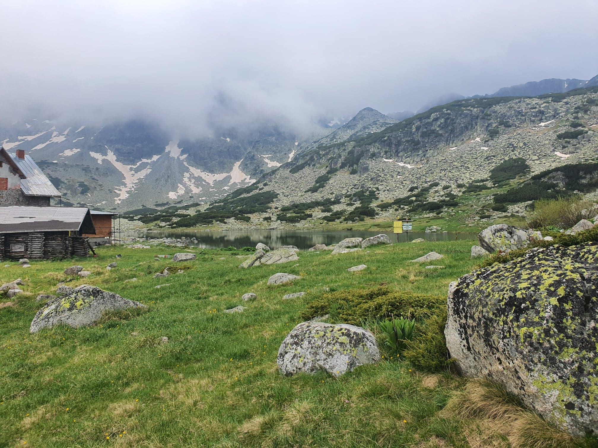 beautiful mountain landscape with ice and rocks and steep hills and lakes
