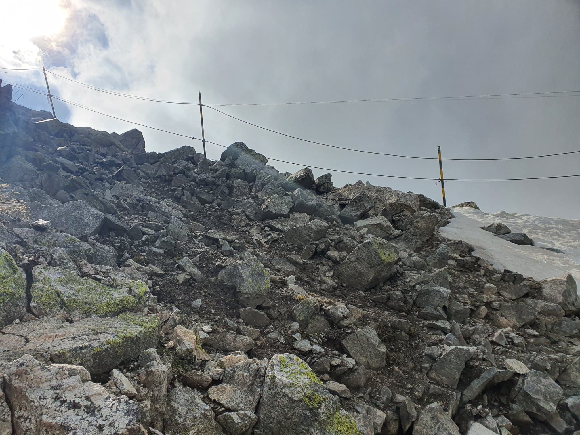 beautiful mountain landscape with ice and rocks and steep hills and lakes
